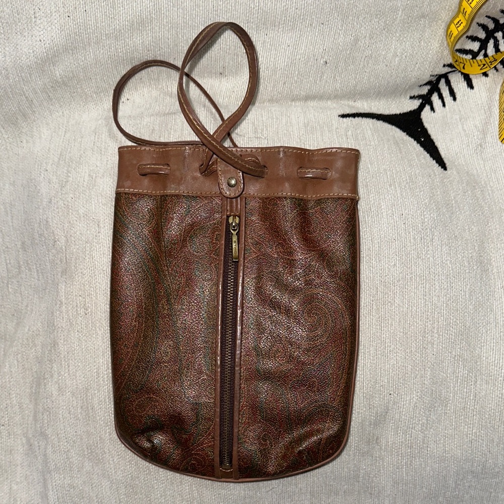 Etro Milano paisley print Leather drawstring bag
